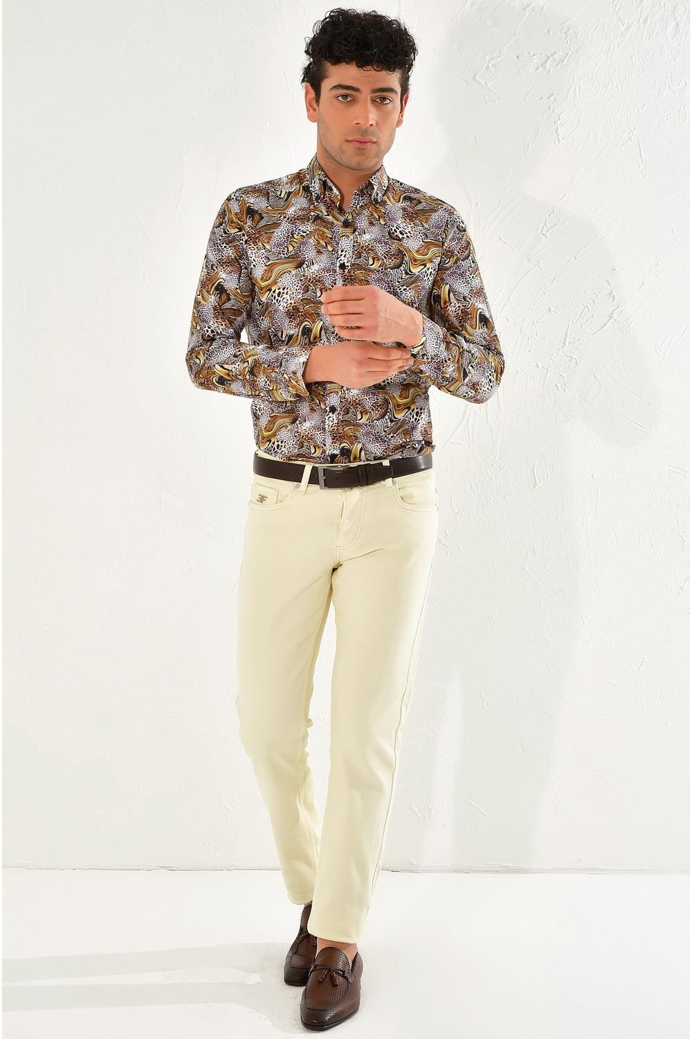 048 Slim Fit Ekru Spor Pantolon