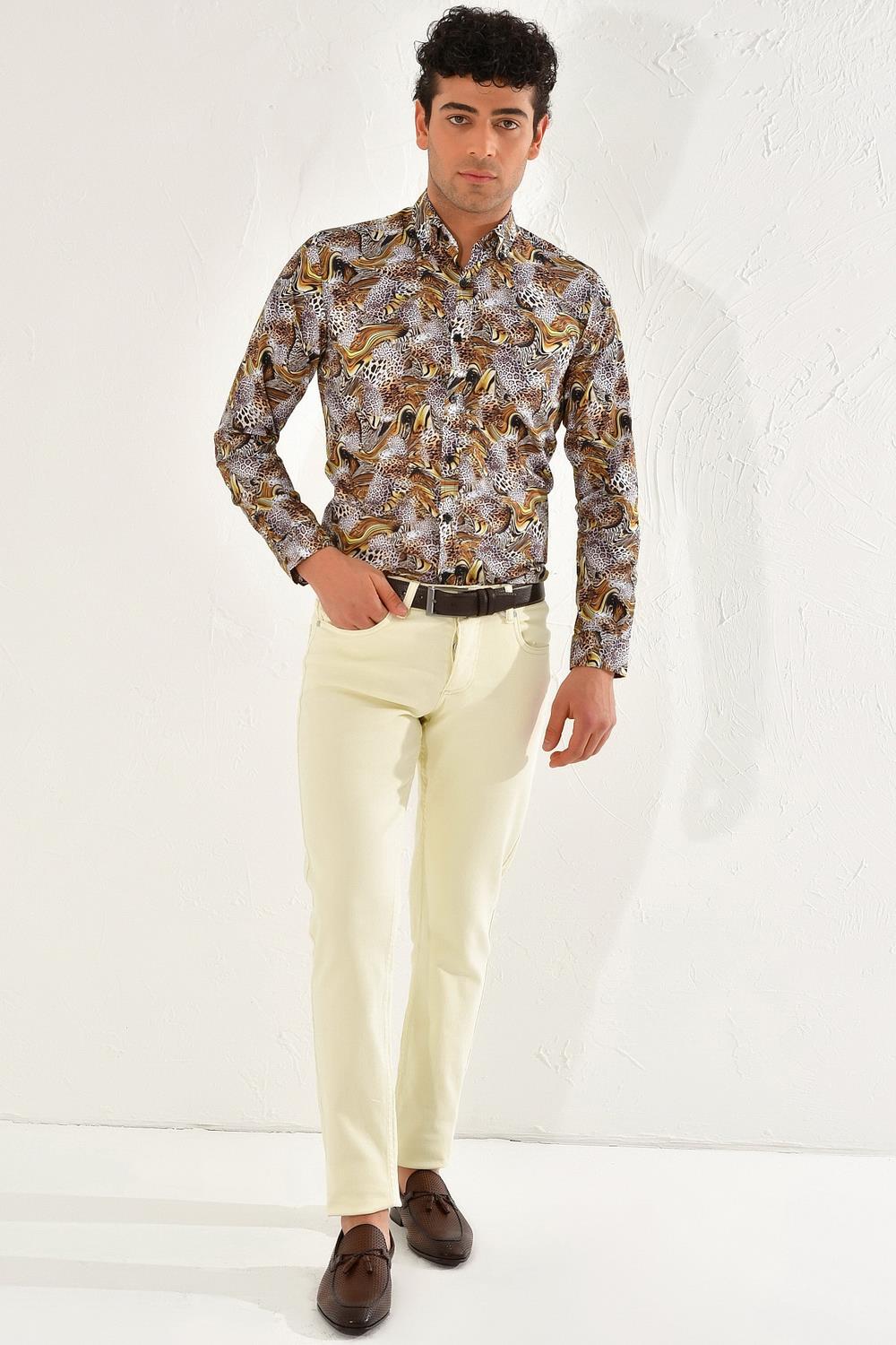 048 Slim Fit Ekru Spor Pantolon