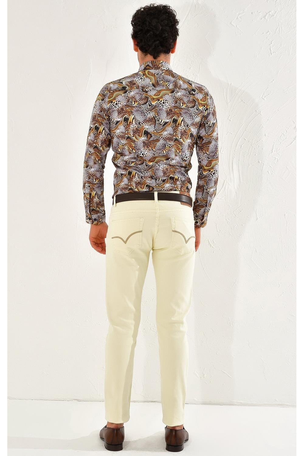 048 Slim Fit Ekru Spor Pantolon