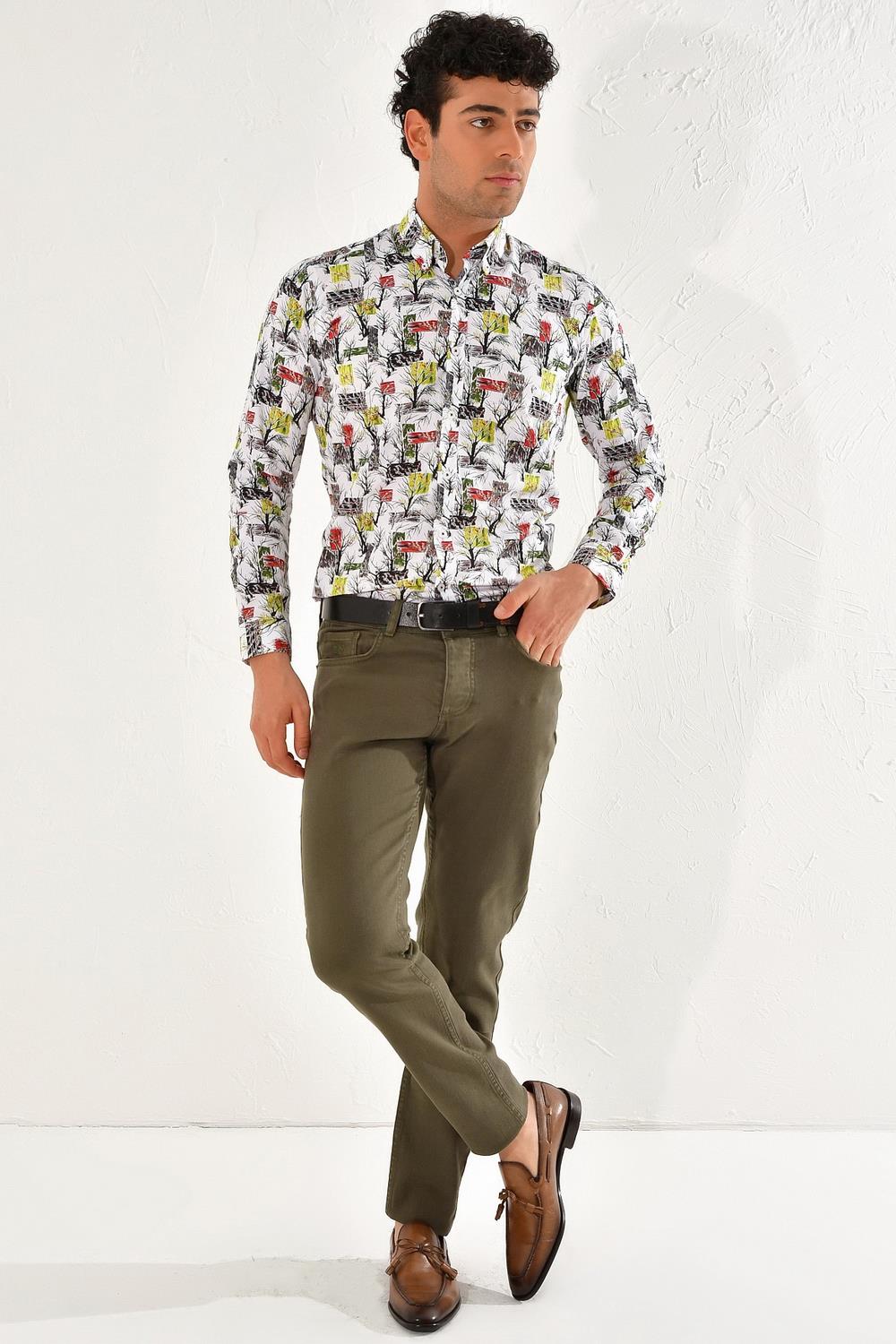 048 Slim Fit Yeşil Spor Pantolon