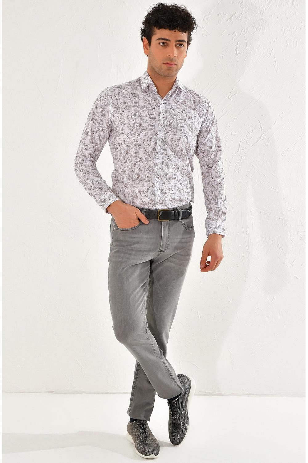 056 Slim Fit Gri Jean Pantolon