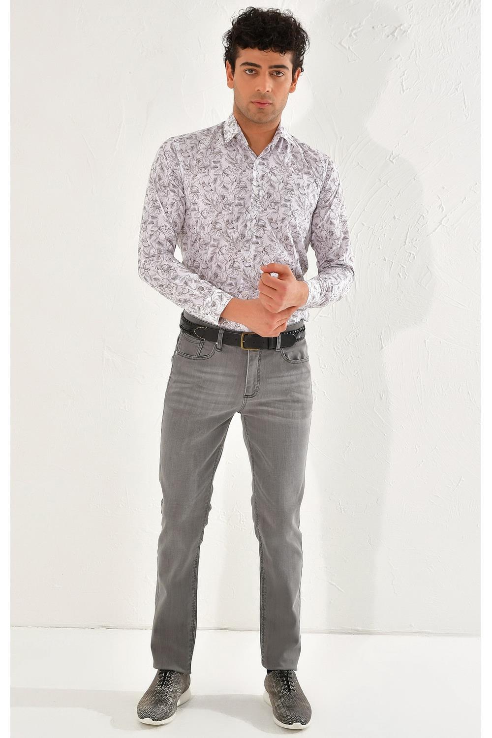 056 Slim Fit Gri Jean Pantolon