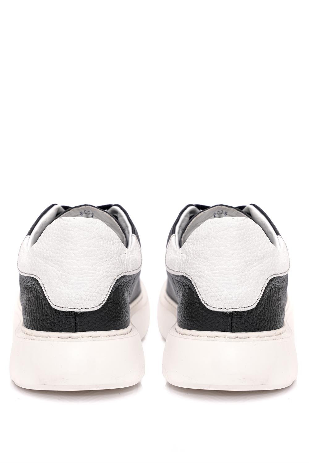 Bağcıklı Kalın Eva Taban Siyah Deri Sneaker Ayakkabı 2025-5