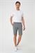 Bermuda 034 Slim Fit Beli Lastikli Gofre Pamuklu Casuel Gri Şort
