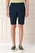 Bermuda 034 Slim Fit Beli Lastikli Gofre Pamuklu Casuel Lacivert Şort