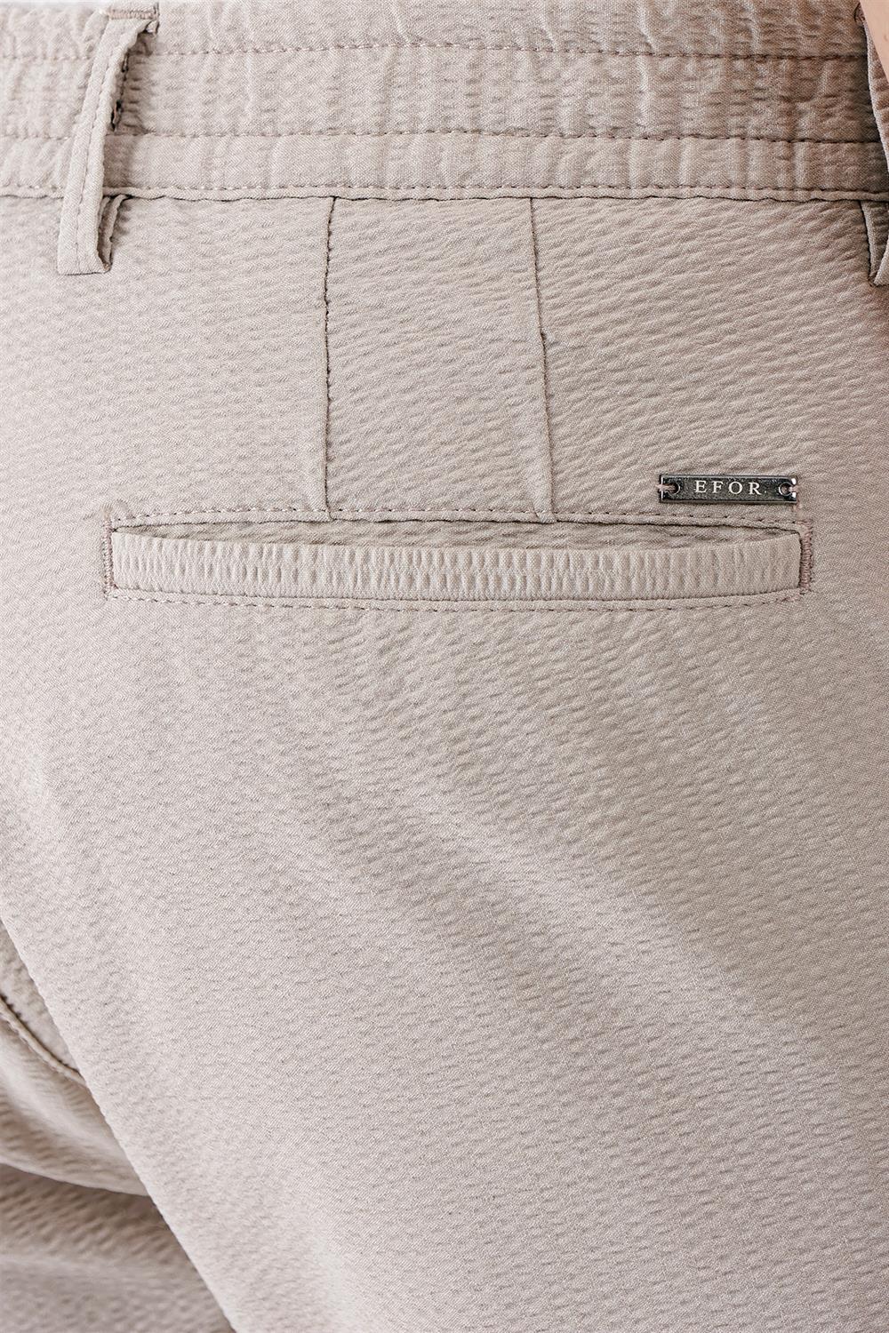 Bermuda 034 Slim Fit Beli Lastikli Gofre Pamuklu Casuel Taş Şort