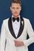 Black 033 Slim Fit Fleto Cepli Saten Yaka Çift Yırtmaçlı Beyaz Damatlık Smokin Ceket