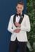 Black 033 Slim Fit Fleto Cepli Saten Yaka Çift Yırtmaçlı Beyaz Damatlık Smokin Ceket