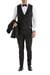 Black 034 Slim Fit Yelekli Çıkma Saten Yaka Siyah Damatlık Smokin Takım