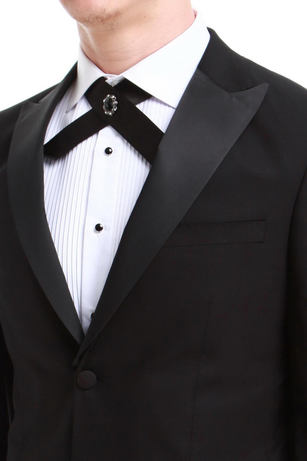 Black 049 Slim Fit Çıkma Saten Yaka Siyah Damatlık Smokin Takım