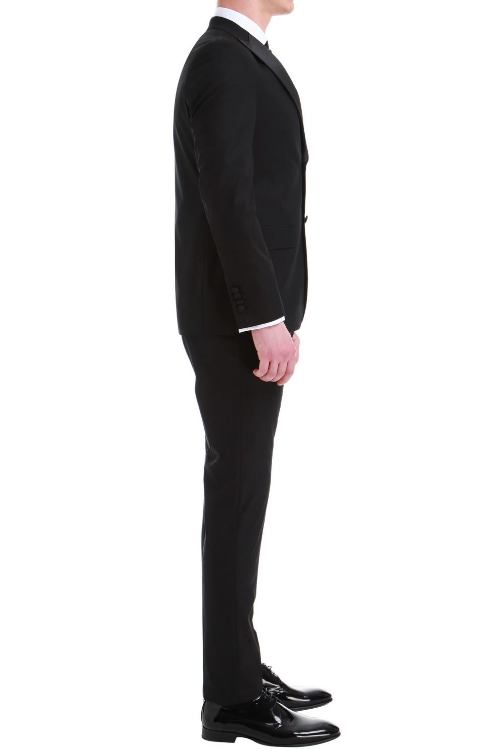 Black 049 Slim Fit Çıkma Saten Yaka Siyah Damatlık Smokin Takım