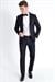 Black 052 Slim Fit Çıkma Saten Yaka Lacivert Damatlık Smokin Takım