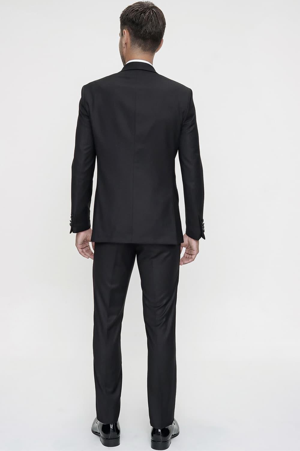 Black 059 Slim Fit Çıkma Saten Yaka Siyah Damatlık Smokin Takım