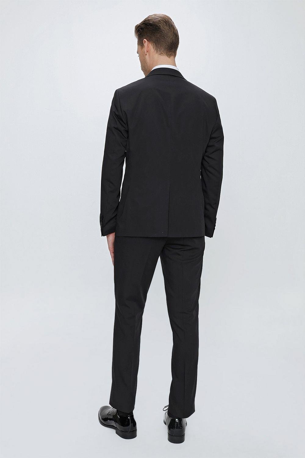 Black 061 Slim Fit Çıkma Saten Yaka Siyah Damatlık Smokin Takım