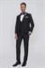 Black 063 Slim Fit Yelekli Çıkma Saten Yaka Siyah Damatlık Smokin Takım