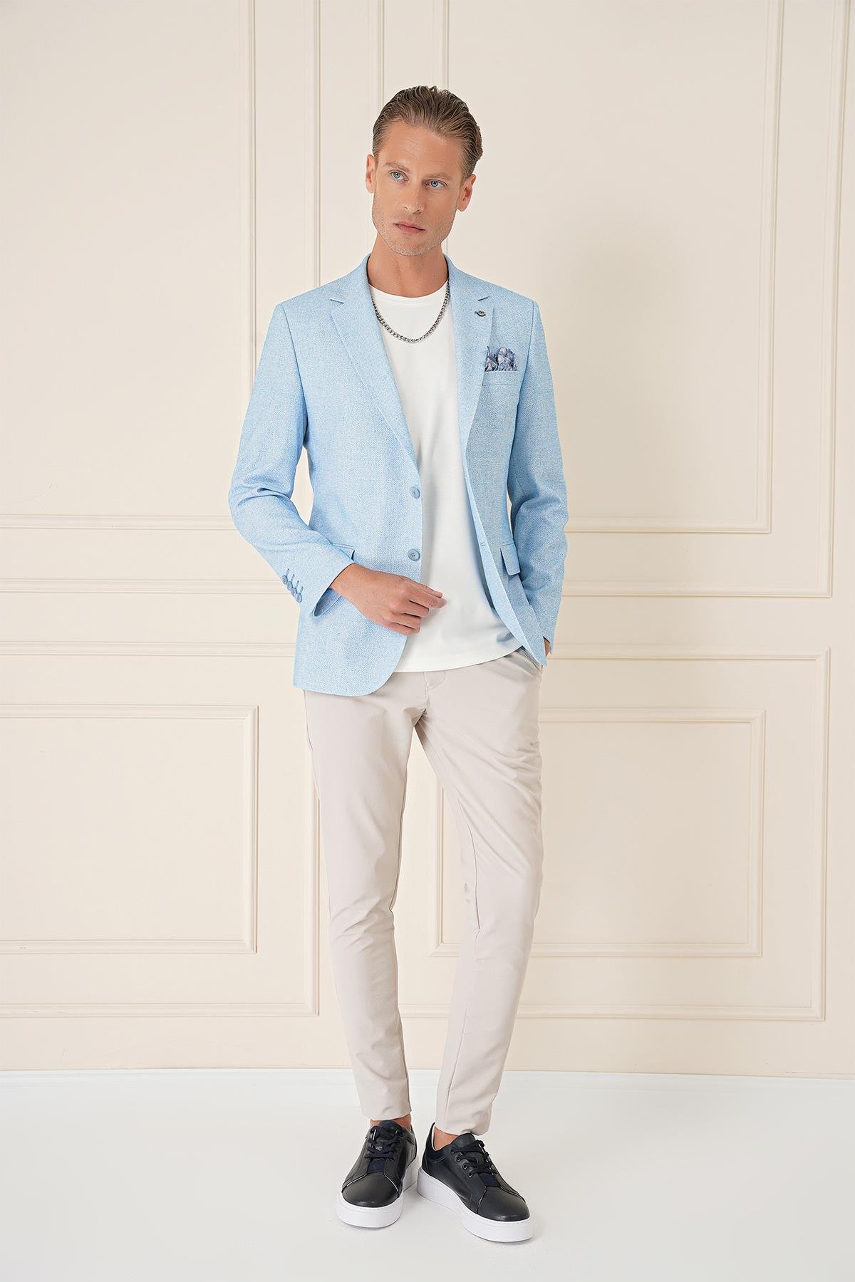 C 677 Slim Fit Mavi Spor Ceket