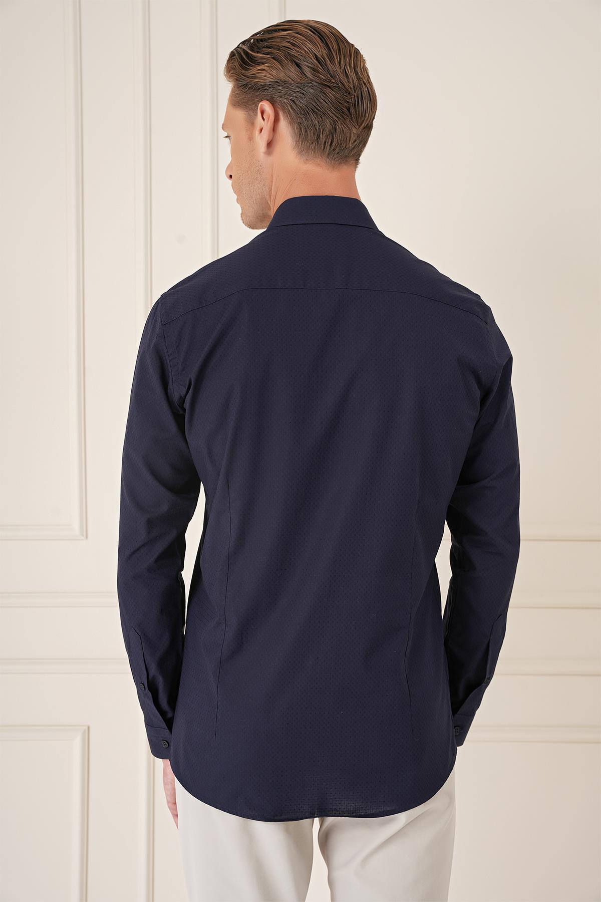 GK 726 Slim Fit Lacivert Klasik Gömlek_5