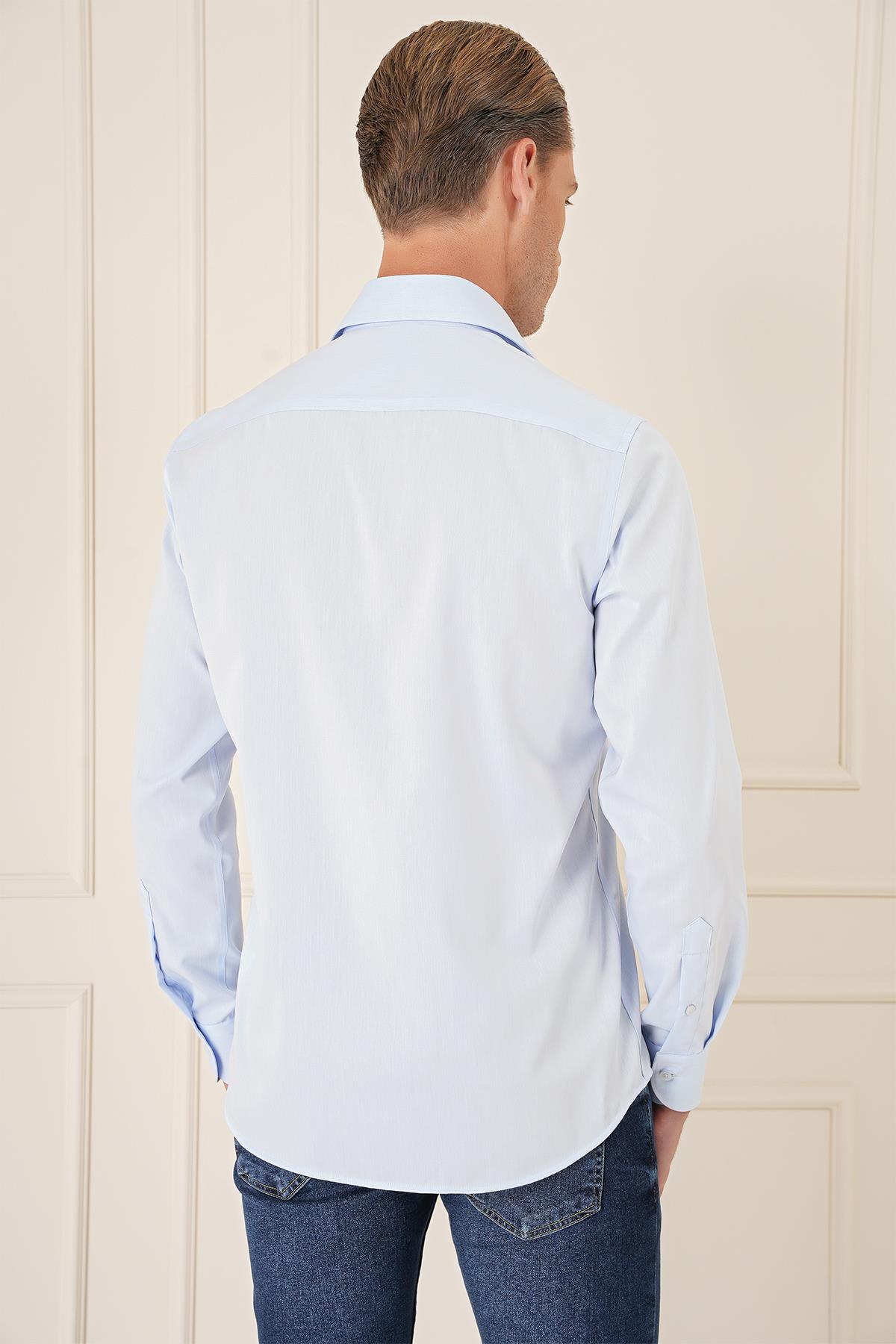 GK 735 Slim Fit Mavi Klasik Gömlek_5