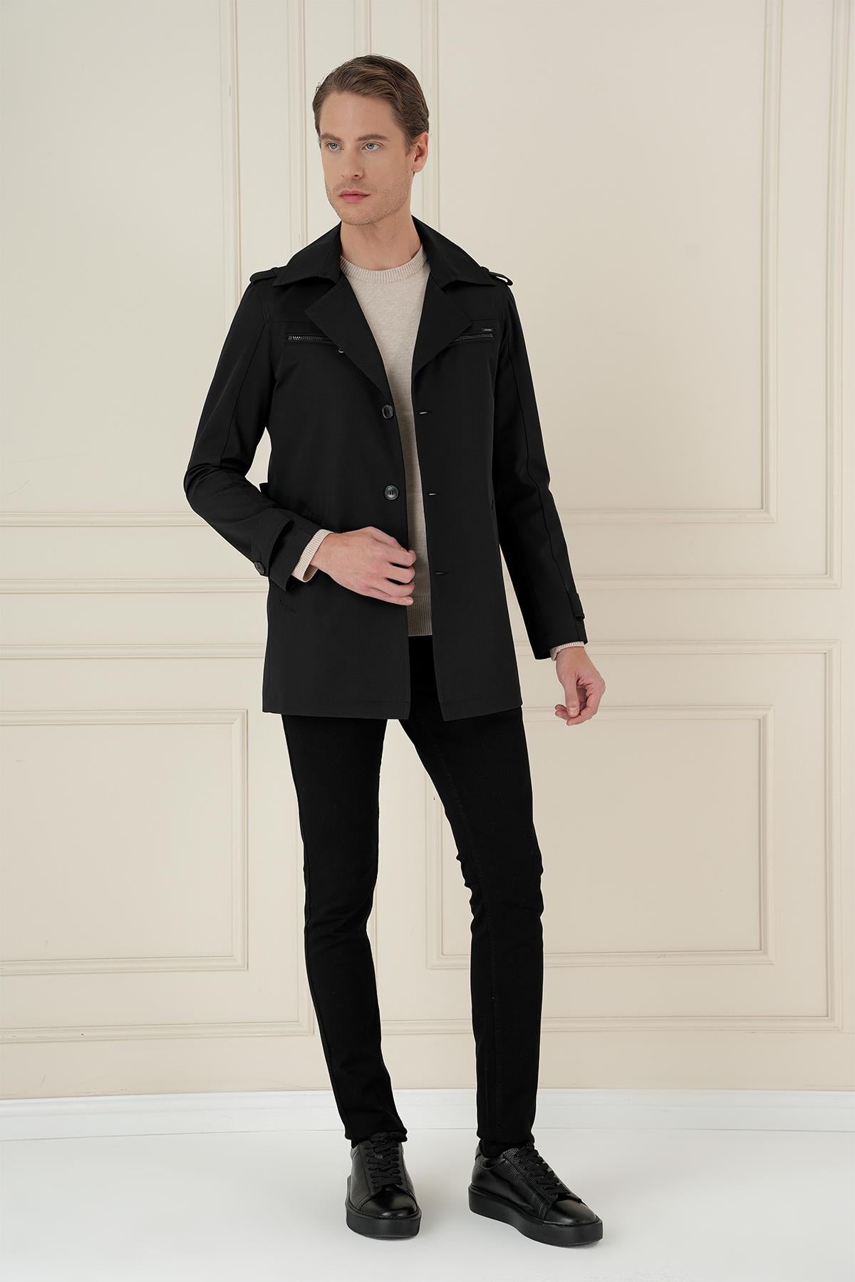 KA 086 Slim Fit Siyah Spor Kaban
