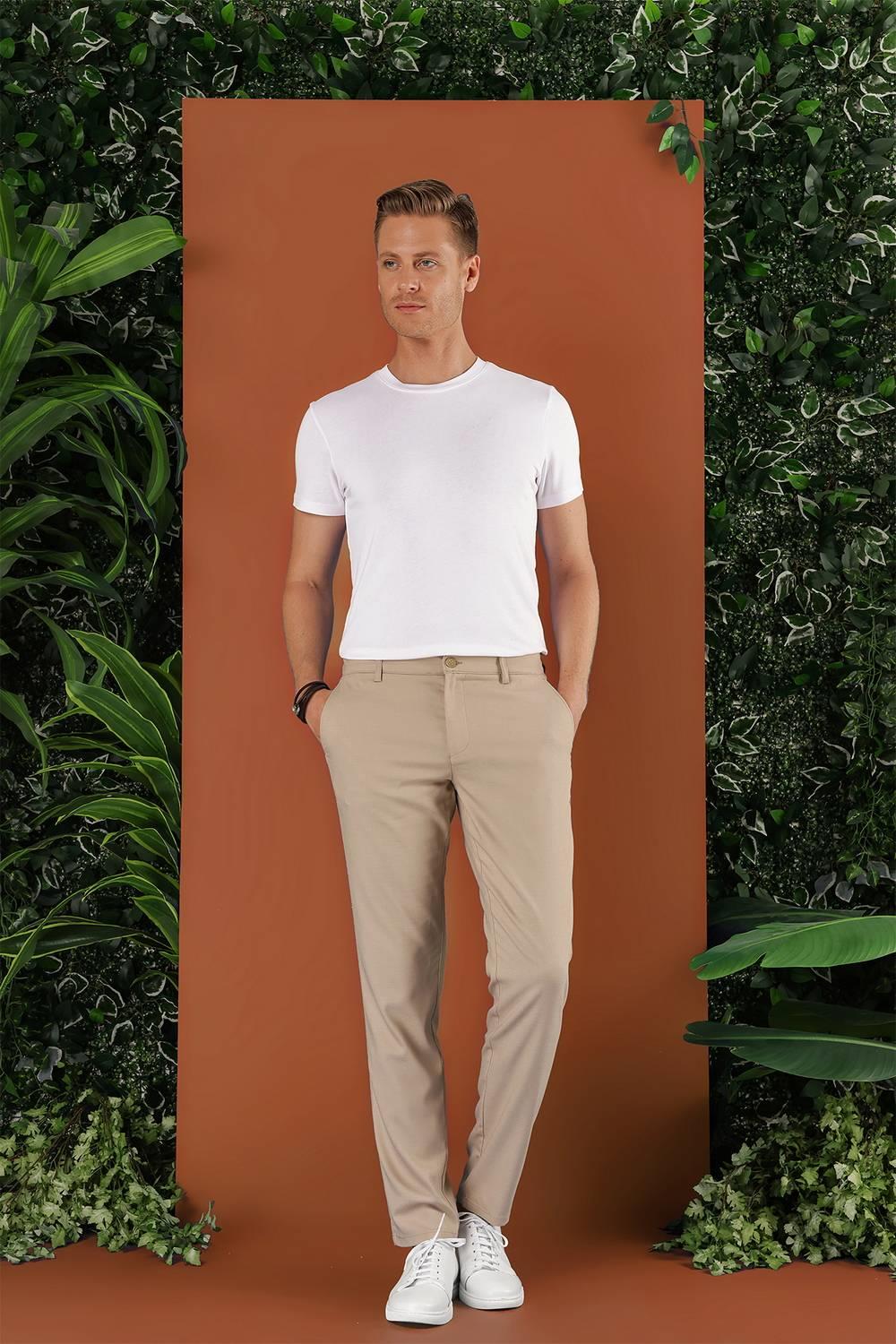 P 1118 Slim Fit Bej Spor Pantolon