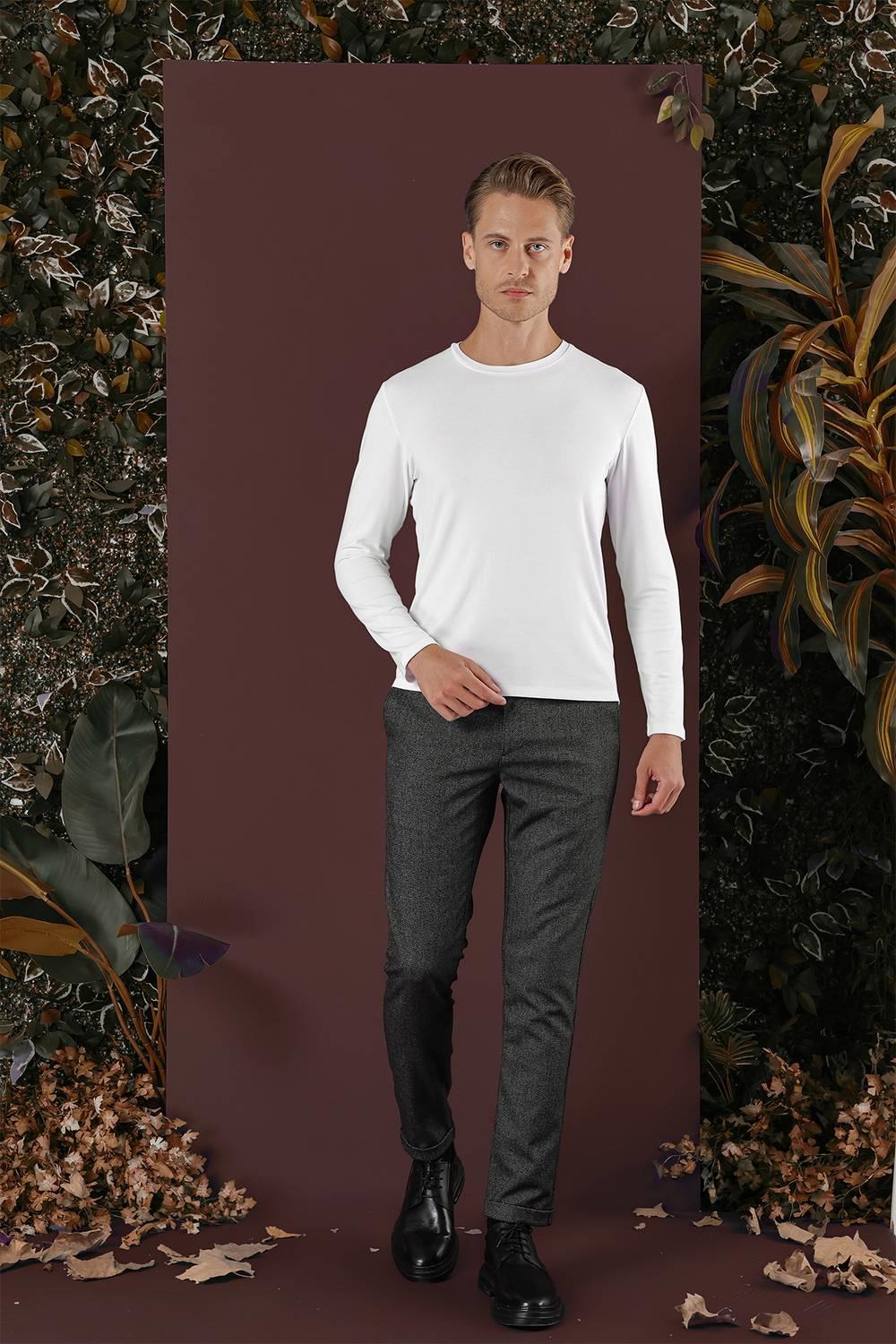 P 1138 Slim Fit Siyah Klasik Pantolon_1