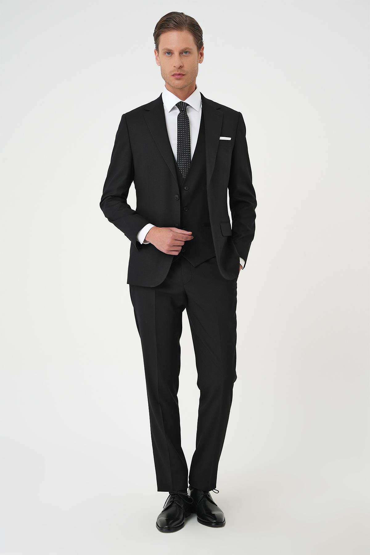 TK 898 Slim Fit Siyah Klasik Takım Elbise_2