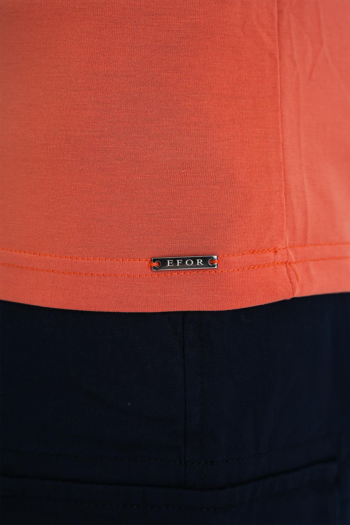 Ts 903 Comfort Fit Polo Yaka Modal Karışım Kısa Kol Casual Turuncu Tişört_5