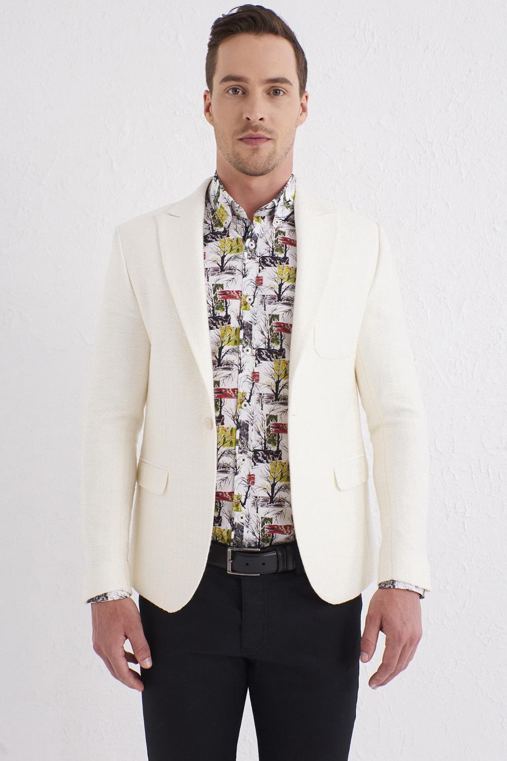 C 562 Slim Fit Krem Klasik Ceket
