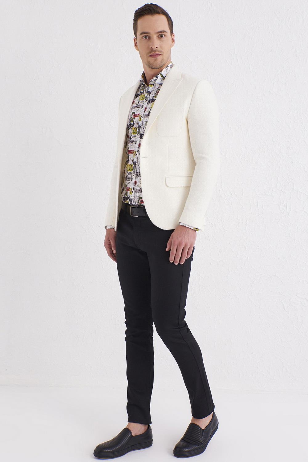 C 562 Slim Fit Krem Klasik Ceket