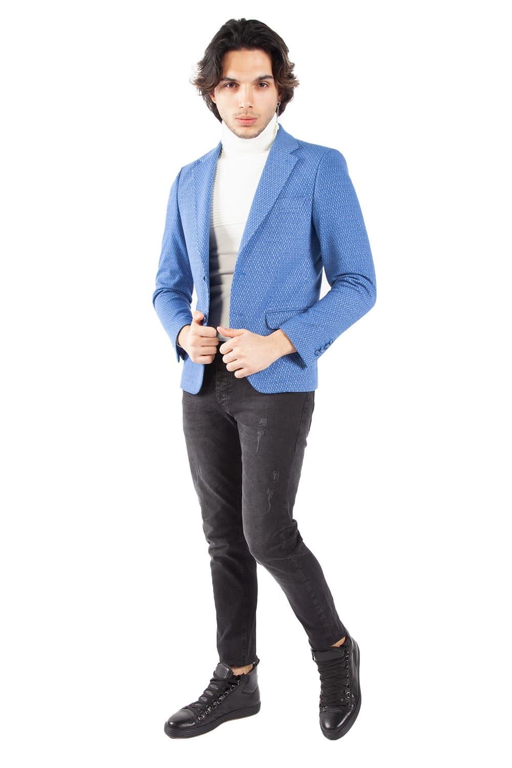 C 571 Slim Fit Gök Mavi Spor Ceket