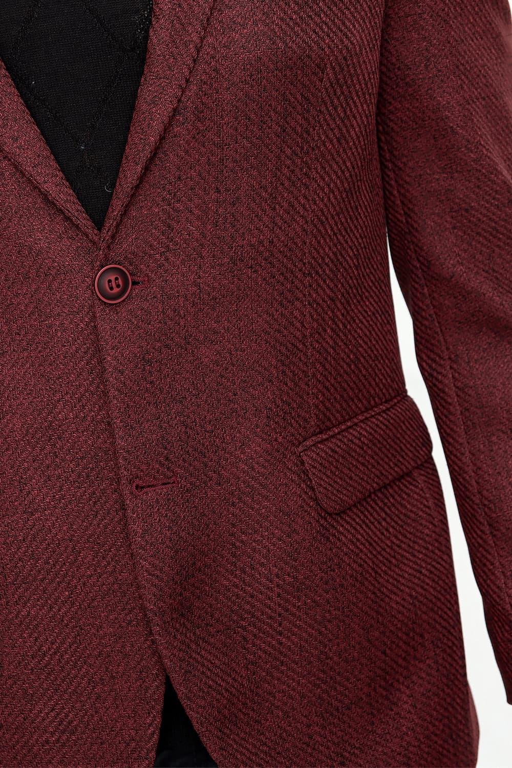 C 595 Slim Fit Bordo Spor Ceket