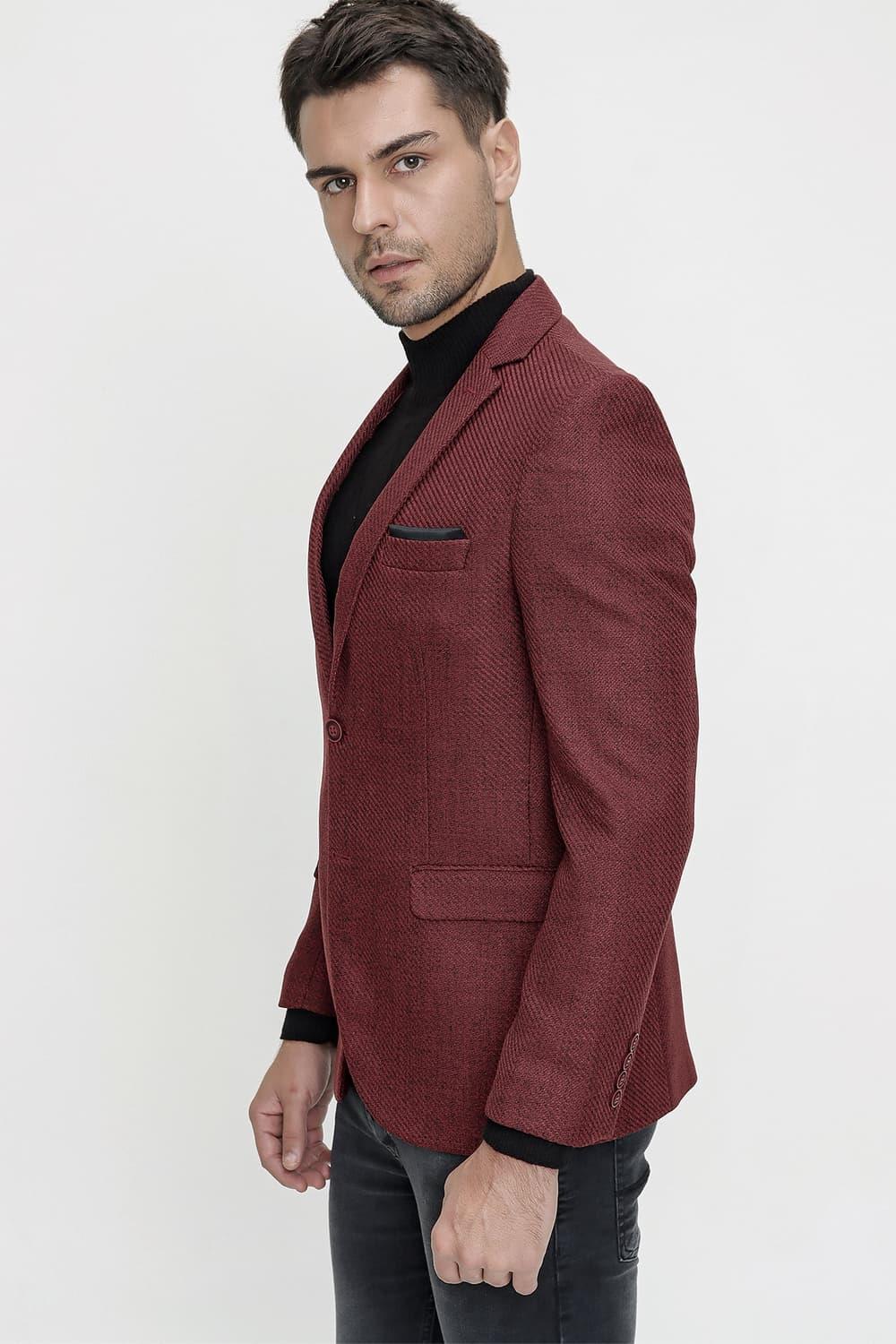 C 595 Slim Fit Bordo Spor Ceket