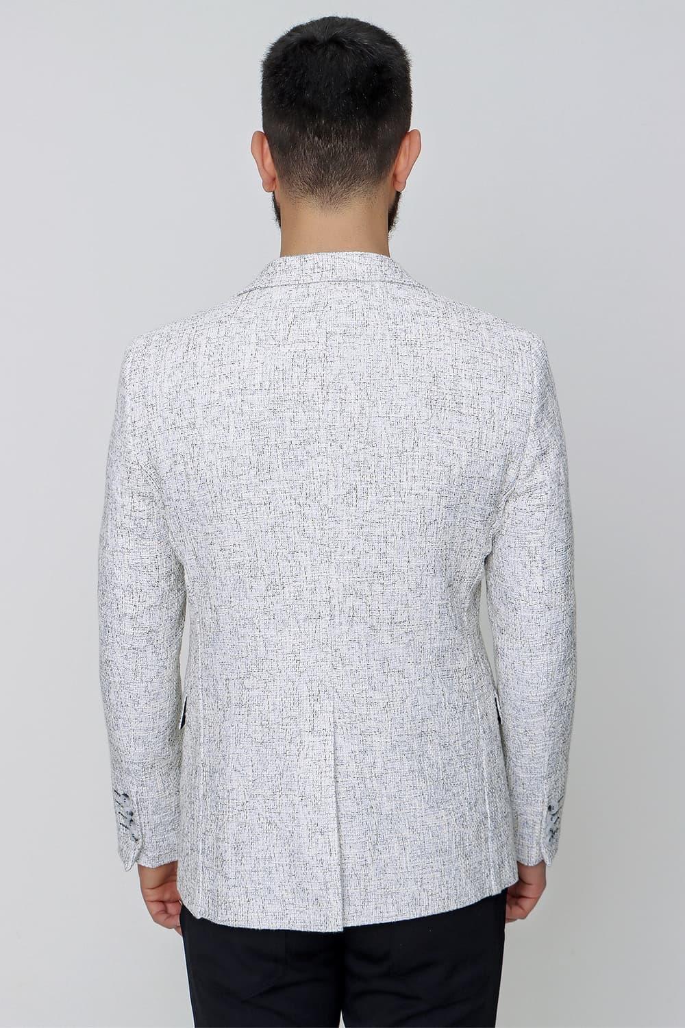 C 612 Slim Fit Gri-Beyaz Spor Ceket