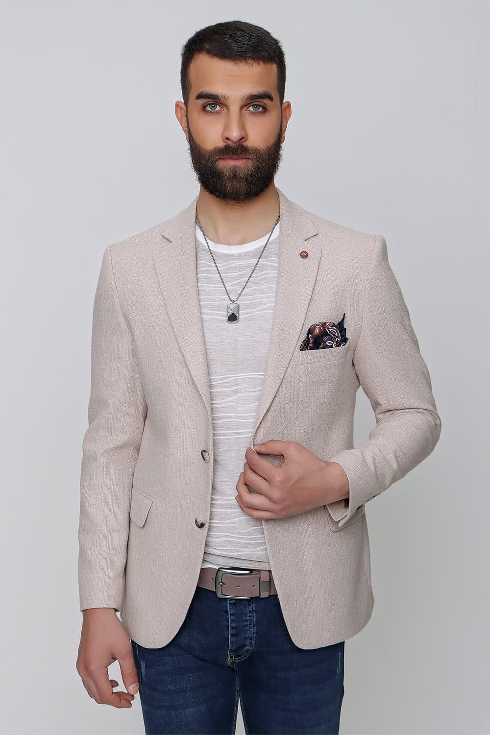 C 613 Slim Fit Bej Spor Ceket