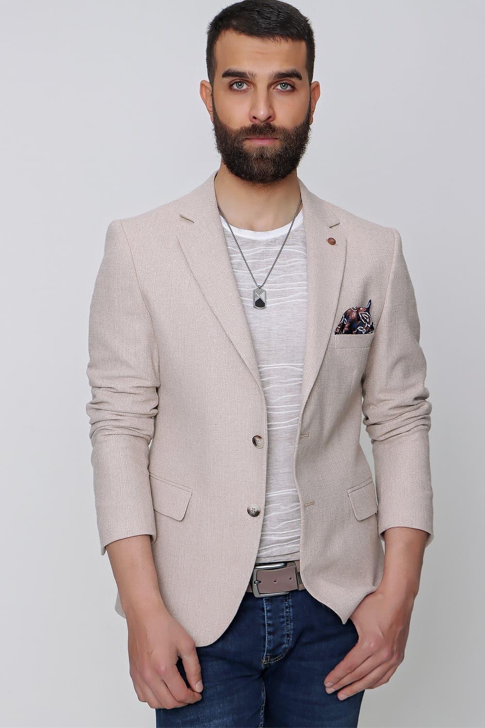 C 613 Slim Fit Bej Spor Ceket