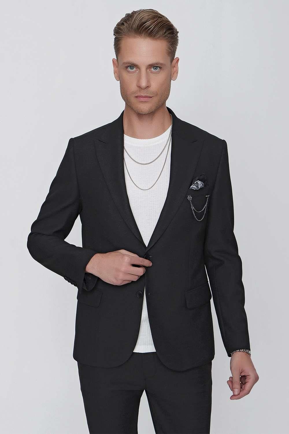 C 624 Slim Fit Siyah Spor Ceket