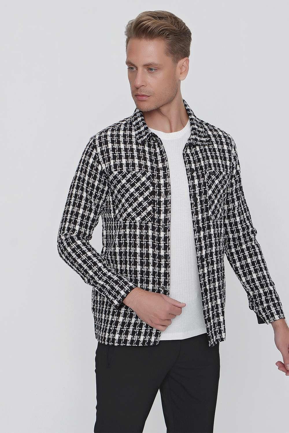 C 627 Slim Fit Siyah Kareli Spor Ceket