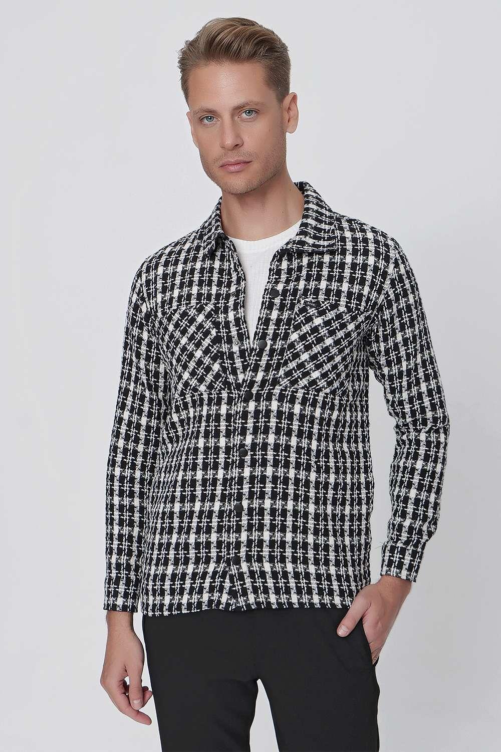 C 627 Slim Fit Siyah Kareli Spor Ceket