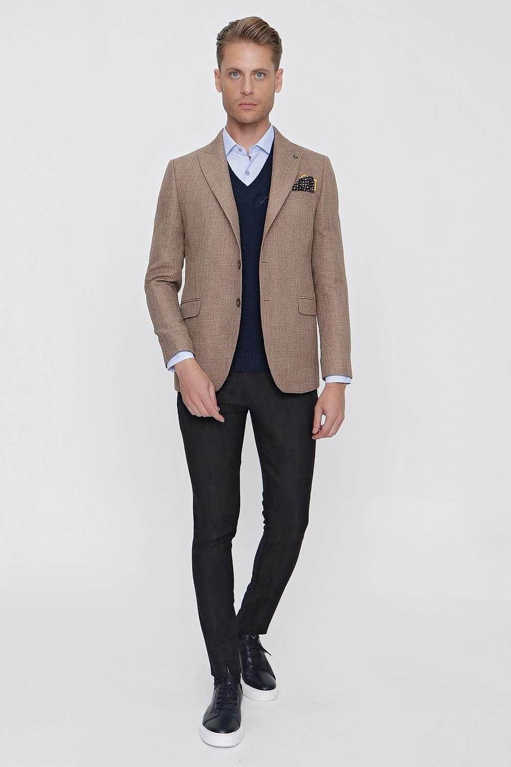 C 630 Slim Fit Bej Spor Ceket