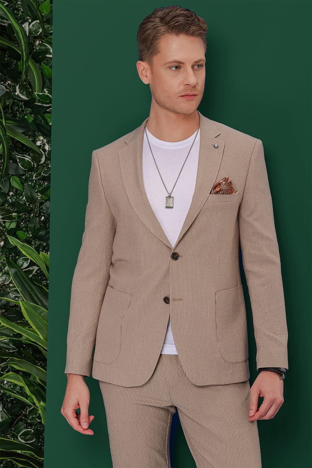 C 634 Slim Fit Bej Spor Ceket