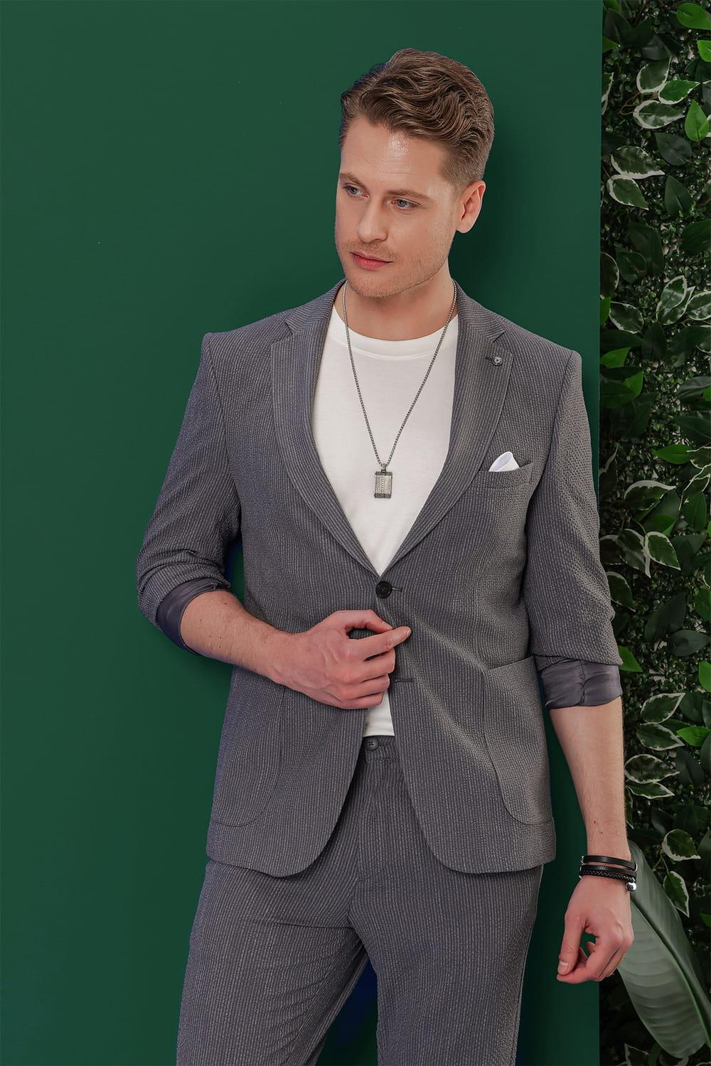 C 634 Slim Fit Füme Spor Ceket