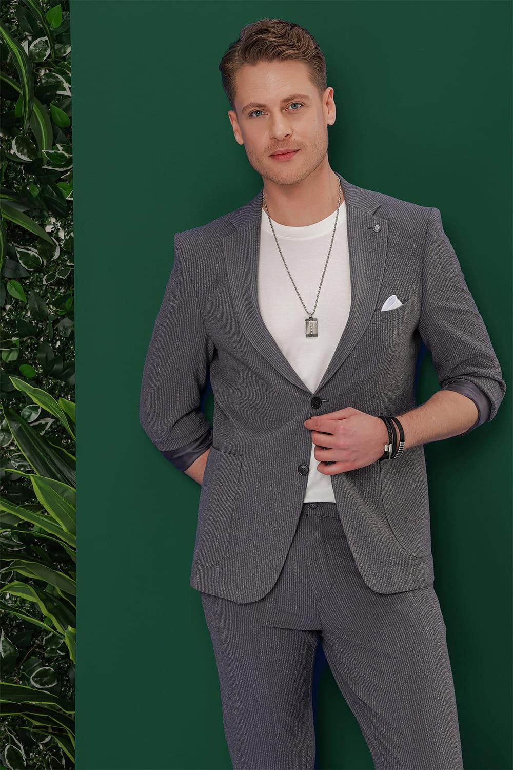 C 634 Slim Fit Füme Spor Ceket