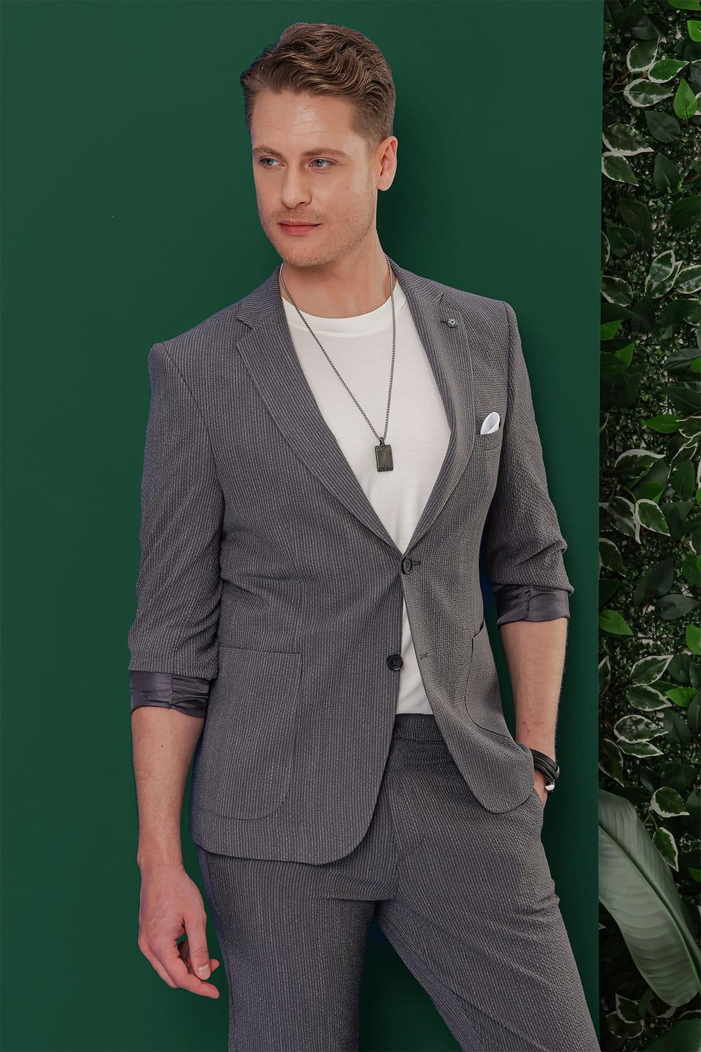 C 634 Slim Fit Füme Spor Ceket