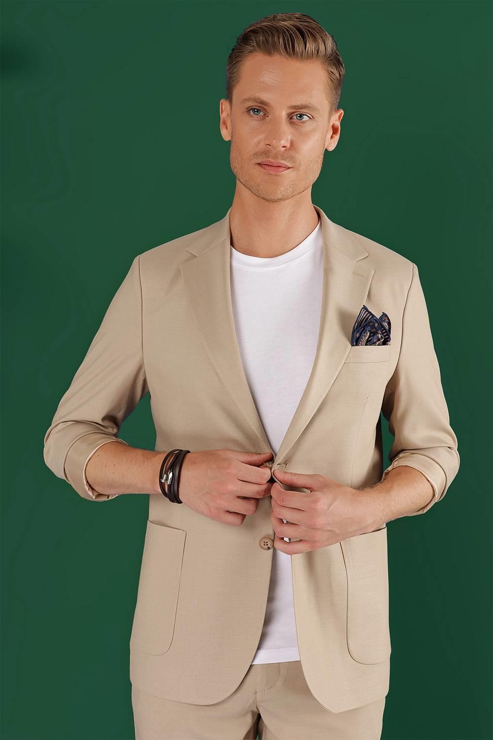 C 641 Slim Fit Bej Spor Ceket