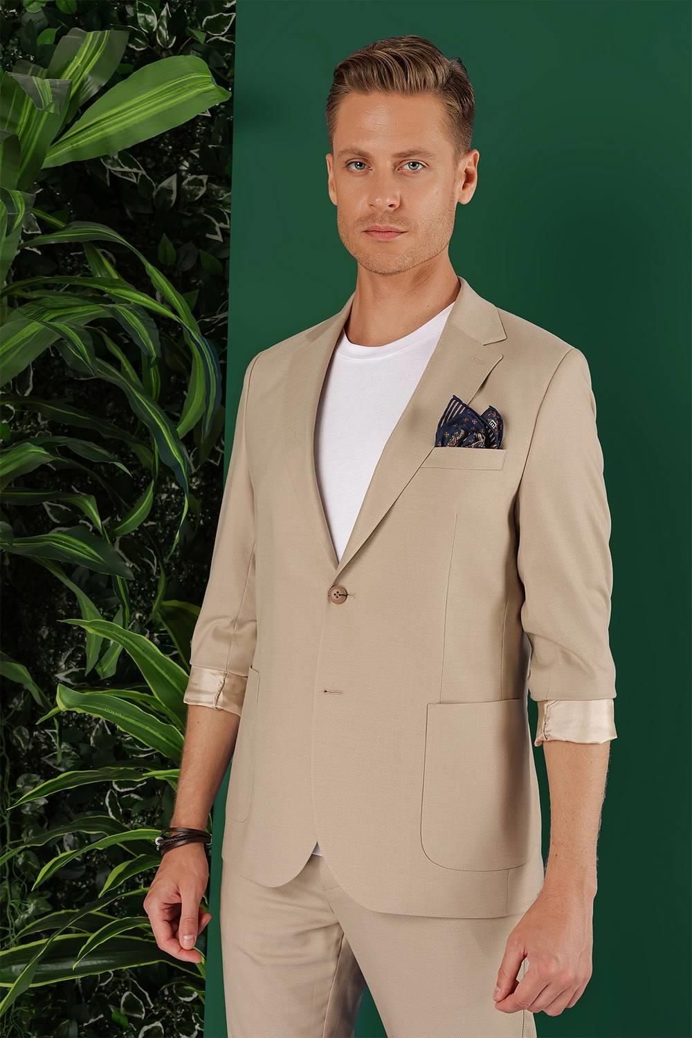 C 641 Slim Fit Bej Spor Ceket