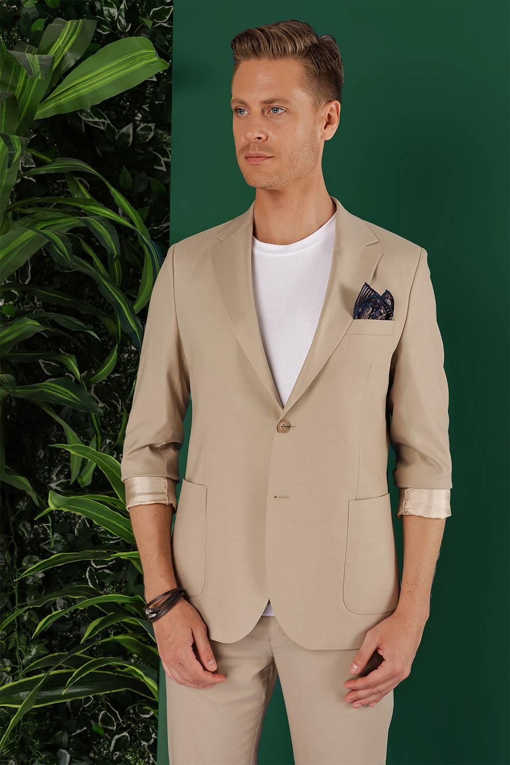 C 641 Slim Fit Bej Spor Ceket