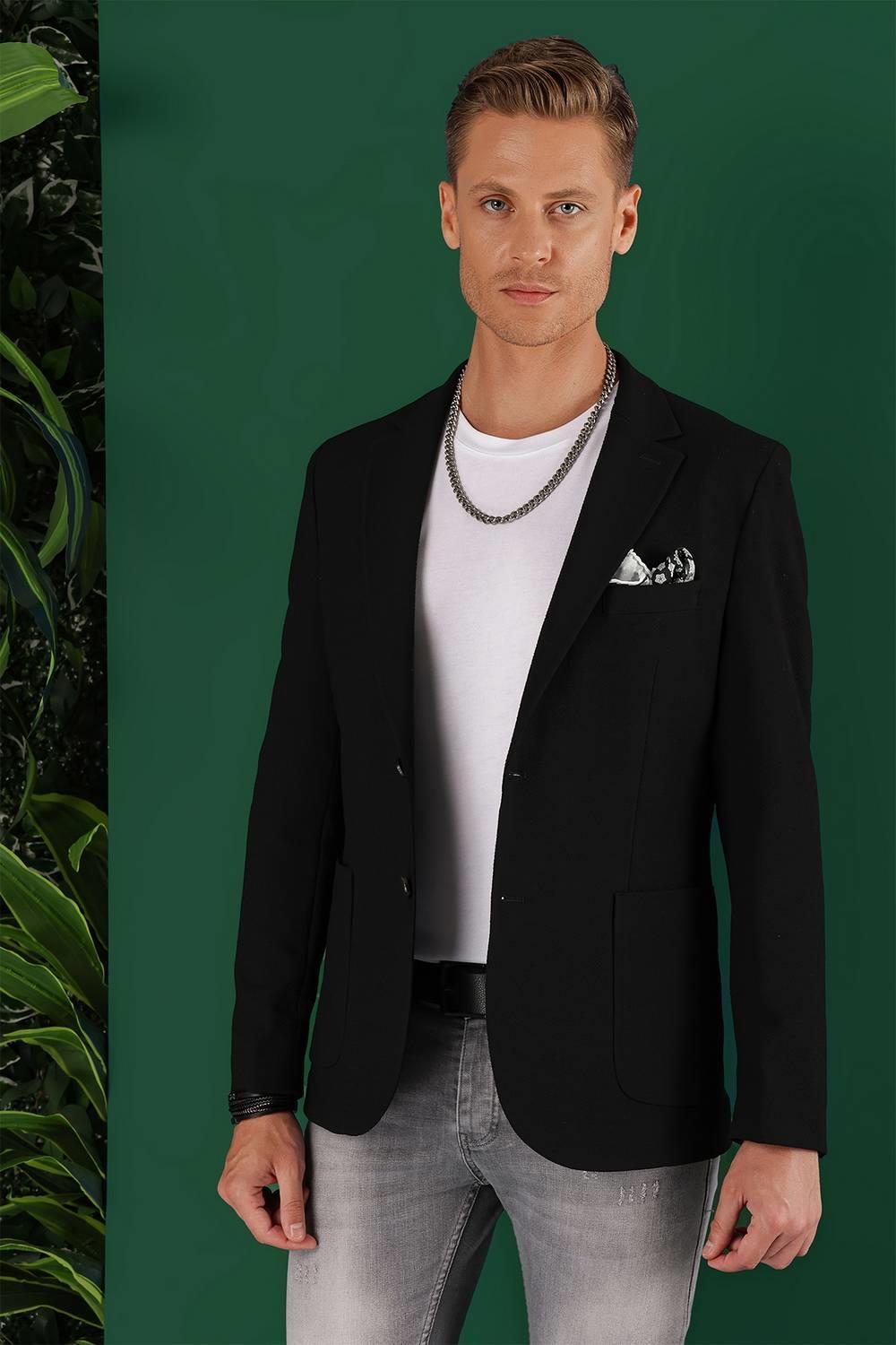 C 643 Slim Fit Siyah Spor Ceket