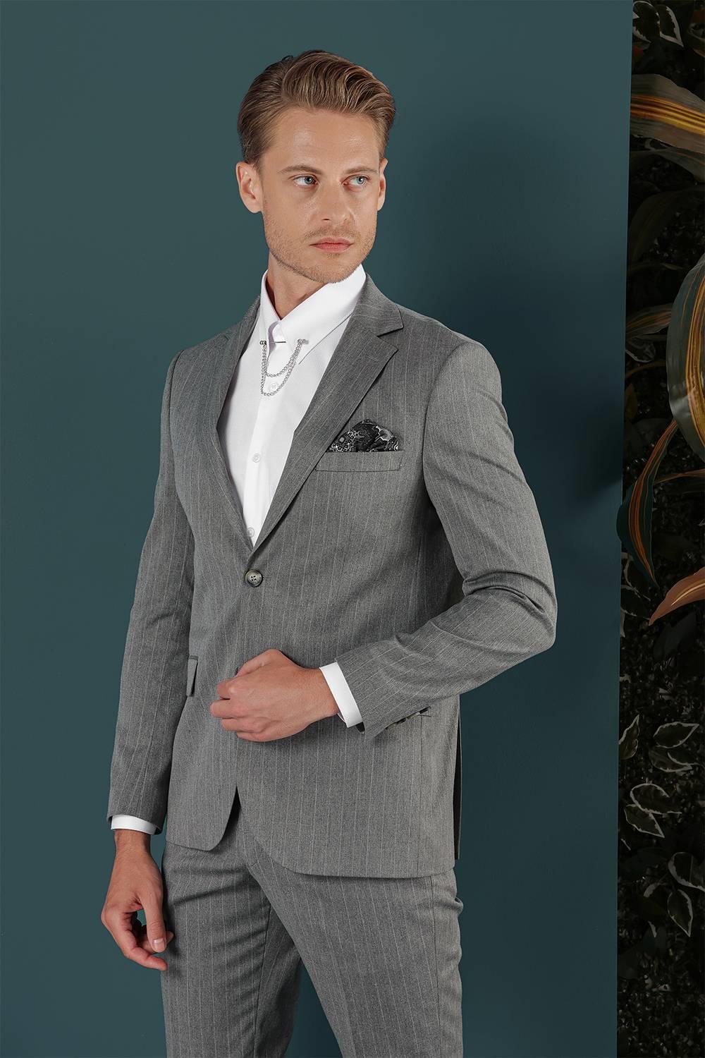 C 652 Slim Fit Gri Spor Ceket