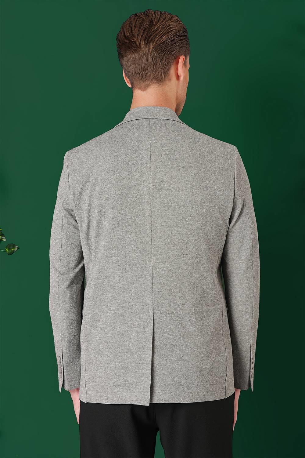 C 665 Comfort Fit Kırçıllı Dokuma Pamuklu Casuel Gri Ceket