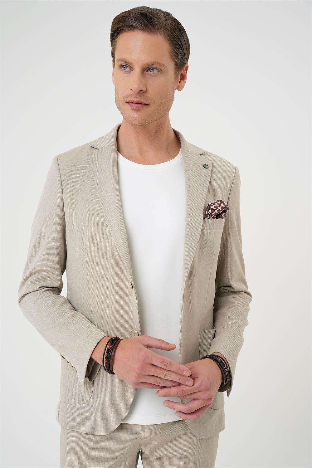 C 676 Slim Fit Bej Spor Ceket